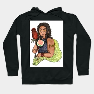 Girl with Snake and Rose Hoodie